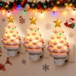 3pcs Of Holiday Christmas Tree Wall Lights, Christmas Decorative Plug-in Night Lights, Wall-mounted, 120V, American Plugs, Suitable for Bedrooms, Corridors, Staircases, Christmas Interior Decoration, Christmas & Christmas Gifts