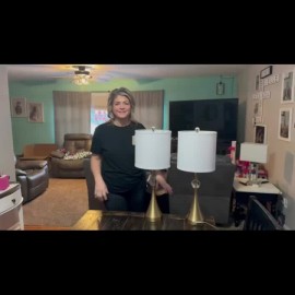 26'' Golden Metal Table Lamp Set of 2 with Crystal Accents | USB Ports, 3-Way Dimmable Light, Modern Brushed End for Bedroom, Living Room or Entryway