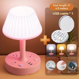 Multi Functional Night Light With Socket, Desk Lamp Socket, Bedroom Bedside Study Light LED Bed Desk Lamp, Book Light, Can Be Directly Used For Mobile Phone Charging, 3 Lights, Freely Adjustable