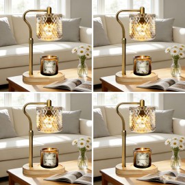 Adjustable Height Modern Wax Warmer Lamp with Wooden Base -Dimmable Brightness & Timer Function, Premium Material Ambient Lighting, Romantic Home Decor Gift for Bedroom Living Room (Bulb Not Included)