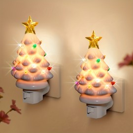 et of 2 Christmas Tree Night Lights for The Holidays, Designed for Wall Mounting And Featuring a 120V American Plug, Perfect for Illuminating Bedrooms, Hallways, Staircases, And Enhancing Christmas Decor Indoors