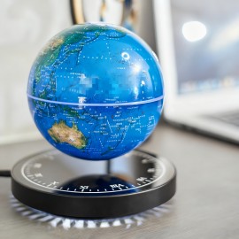 Magnetic Levitating Earth Floating Blue Planet Lamp RGB LED 360°Rotating With Illuminating Clock Base Stylish Desk Night Light For Home Office Decor, Unique Gift For Men, Boyfriends, Table Lamp