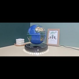 Magnetic Levitating Earth Floating Blue Planet Lamp RGB LED 360°Rotating With Illuminating Clock Base Stylish Desk Night Light For Home Office Decor, Unique Gift For Men, Boyfriends, Table Lamp