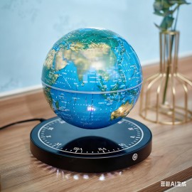 Magnetic Levitating Earth Floating Blue Planet Lamp RGB LED 360°Rotating With Illuminating Clock Base Stylish Desk Night Light For Home Office Decor, Unique Gift For Men, Boyfriends, Table Lamp