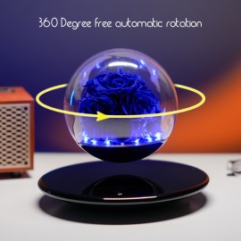 Magnetic Levitating Preserved Rose In Glass Dome with LED Light, Touch Control Light, Floating Forever Flowers Lamp for Valentine'S Day, Anniversary Halloween Christmas, Rose Lamp Unique Gift for Wife Girlfriend Women, Home Decor, Romantic Gift