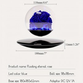 Magnetic Levitating Preserved Rose In Glass Dome with LED Light, Touch Control Light, Floating Forever Flowers Lamp for Valentine'S Day, Anniversary Halloween Christmas, Rose Lamp Unique Gift for Wife Girlfriend Women, Home Decor, Romantic Gift