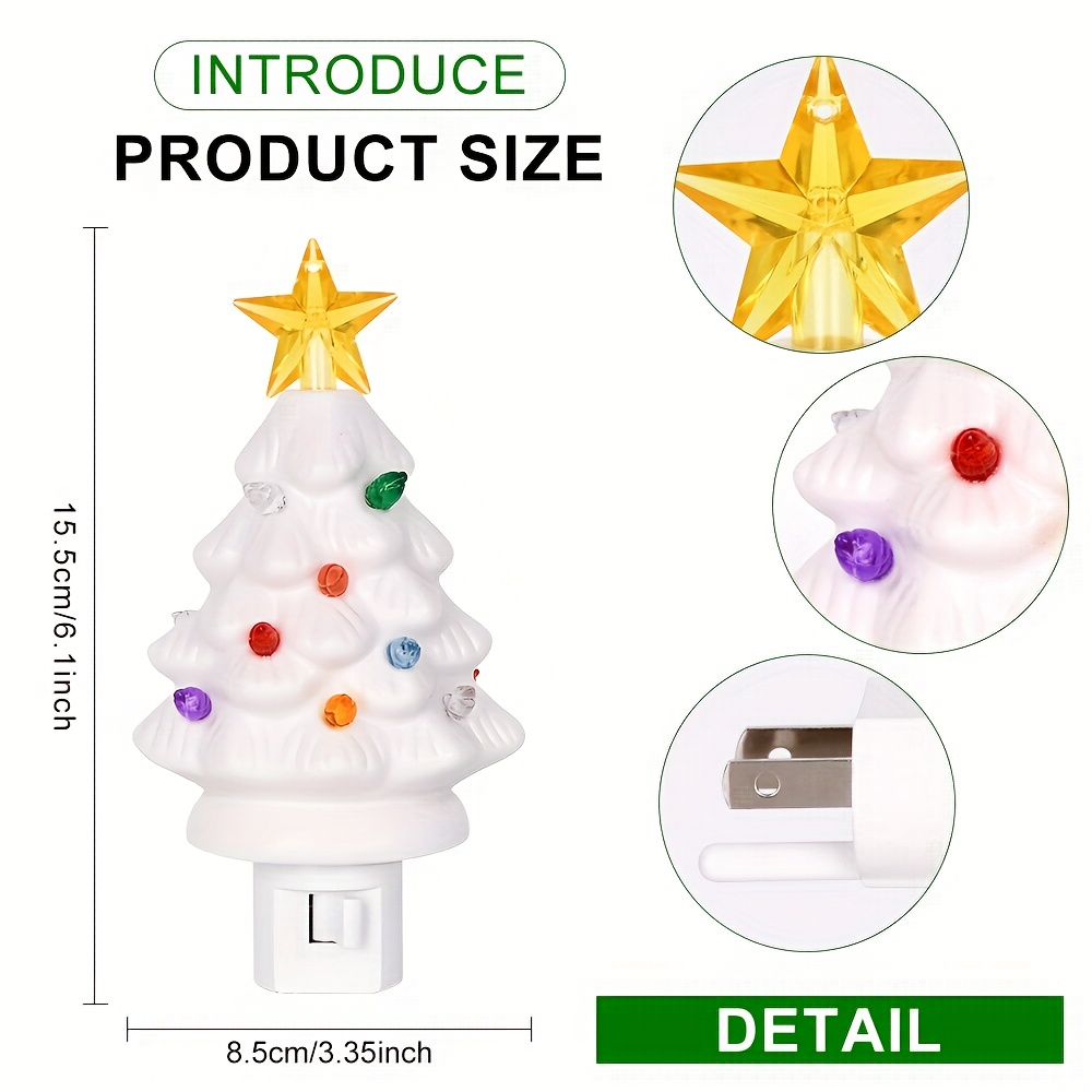 Wall-Mounted Christmas Tree Lights for The Holiday Season, Plug-In Night Lights for Decoration, Compatible with 120V American Outlets, Ideal for Bedrooms, Hallways, And Staircases, Perfect for Indoor Christmas Decor, Available in Green, Pink