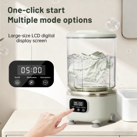 3-in-1 Portable Washing Machine with Spin Basket- Rechargeable Compact Washing Machine, 3 Modes(quick Wash//rotation), 3000mAh Battery and USB Power Supply, LED Display, Suitable for Bras, Underwear, Socks, Delicate Items-(white/purple)