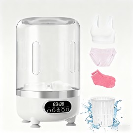 2-liter Lingerie Washing Machine with Drain Basket, 3000mAh, Fully Automatic Portable Mini Washing Machine with Strong Light Deep Cleaning And Spin Dryer. Suitable for Lingerie, Socks, Baby Clothes, And Can Be Used In Travel, Dormitories, RVs, Etc.