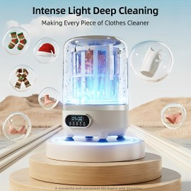 2-liter Lingerie Washing Machine with Drain Basket, 3000mAh, Fully Automatic Portable Mini Washing Machine with Strong Light Deep Cleaning And Spin Dryer. Suitable for Lingerie, Socks, Baby Clothes, And Can Be Used In Travel, Dormitories, RVs, Etc.