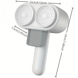 Double-Headed Lint Remover with 12 Stainless Steel Blades, Integrated Vacuum Shaving Design, Three-Speed Modes, Easily Removes Stubborn Lint Without Damaging Clothes, 1200 Mah Battery, Suitable for Clothing, Scarves, Fabric Sofas, And Bedding