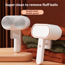 Double-Headed Lint Remover with 12 Stainless Steel Blades, Integrated Vacuum Shaving Design, Three-Speed Modes, Easily Removes Stubborn Lint Without Damaging Clothes, 1200 Mah Battery, Suitable for Clothing, Scarves, Fabric Sofas, And Bedding