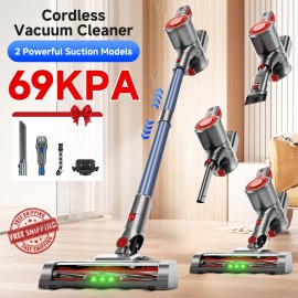 55-69 KPA Corded/Cordless Vacuum Cleaner with Upgraded Green LED, Anti-tangle Brush, Removable Battery, Multiple Suction Levels, Up to 45 Minutes Of Battery Life, Women's Car Accessories, Vacuum Cleaner for Carpets, Pet Hair, And Hardwood Floors