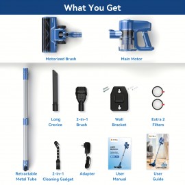 Lightweight Home Vacuum Cleaner 46Kpa Powerful Suction Anti-Tangle Brush Multi-Speed Suction Settings Removable Battery 60-Minute Ultra-Long Run Time LED-Lit Brush Head Ideal for Hardwood Floors, Carpets, And Pet Hair