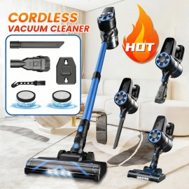 Lightweight Home Vacuum Cleaner 46Kpa Powerful Suction Anti-Tangle Brush Multi-Speed Suction Settings Removable Battery 60-Minute Ultra-Long Run Time LED-Lit Brush Head Ideal for Hardwood Floors, Carpets, And Pet Hair