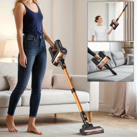 Cordless Stick Vacuum Cleaner, 45min Runtime, Lightweight For Carpets & Hard Floors, Rechargeable Pet Hair Vacuum With HEPA Filter - Ideal For Home, Car, Pet Owners