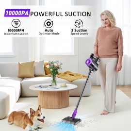 4-in-1 Handheld Stick Vacuum Cleaner, Ultra-Lightweight Cordless Handheld Vacuum - 10000 Pa Strong Suction, 50000 RPM High-Speed Motor, 43.96oz Large Dust Cup, Multiple Modes (Vacuuming, Mopping, Sweeping). Suitable for Home, Carpets, Pet Hair