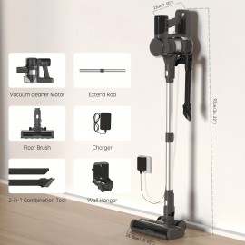 [Stick Vacuum Cleaner] Cordless Vacuum with LED Display, 32Kpa Stick Vacuum Cleaner Cordless with Anti-Tangle Brush, Suction for Pet Hair, Carpet And Hard Floor TD1 Mate