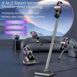 A Vertical Vacuum Cleaner with an Incredibly Powerful Motor That Effortlessly Handles Cleaning Throughout The House, Reaching All Corners with Ease. It Features Detachable Replacement Brush Heads, Wireless Suction, And Drag Cleaning Without Hassle