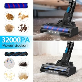INSE Cordless Vacuum Cleaner with 2 Batteries, 90min Runtime & 32KPa Suction for Pet Hair, 3.3lbs for Home And Car Use | W/ HEPA Filter, 33.81oz Dust Bin, for Hardwood & Carpets
