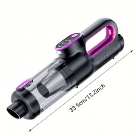 Multi-functional Cordless Handheld Vacuum with brushless motor for powerful suction. USB rechargeable, wireless operation for home/car/office use. Features low noise, LED crevice light, pet hair anti-tangle, and multiple accessories.
