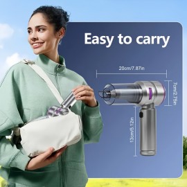 Portable cordless vacuum cleaner, high-power mini vacuum, 4-in-1 compressor blower pump handheld, suitable for cars, home, office, camping, computer keyboard and laptop cleaning, with an extra washable filter included