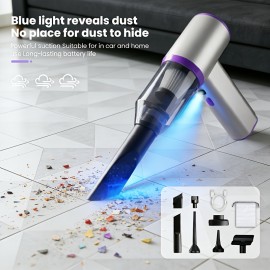 Handheld Portable Vacuum Cleaner | Stylish and Durable, with Multiple Attachments and LED Light, Suitable for Home, Car Seats, and Pet Hair Cleaning, USB Charging, ABS Resin Material