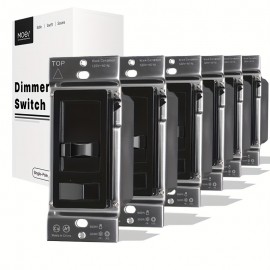 MOES Black Dimmer Light Switch, 3 Way & Single Pole Dimmable for LED, CFL, Incandescent, Halogen, 600Watt Max, ON/Off with Dimming Slide for Bedroom Hallway, No Neutral Wire Required Without A Panel