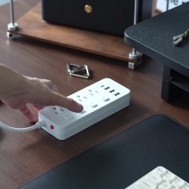 1pc Multi-Outlet Power Strip With Surge Protection And Switch - 4 AC Outlets With Switch, 3 USB-A Ports And 1 Type-C Port And 5 FT/10 FT Extension Cord - For Office, Study, Home, And School Use - With Overload Protection