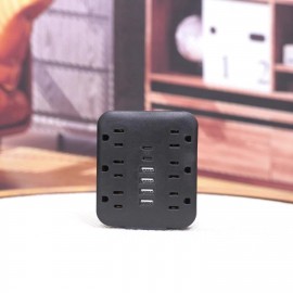 Wall Charger with 6 Outlets & 6 USB Ports (4 USB-A + 2 USB-C) Surge Protector Power Strip, Multi Plug Adapter with Spaced Design, Compact and Travel-Friendly for Home, Travel, and Office