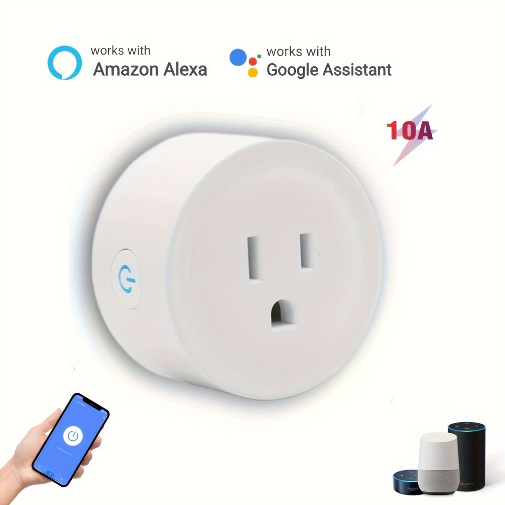 Smart Plug WiFi Outlet - Max 16A Wireless Smart Socket - Alexa Plug - Works with Alexa and Google Home - Device Sharing - No Hub Required - APP Remote/Voice Control