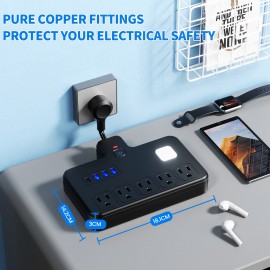 mall Mini Porous Socket With 1C3 USB Control And Multifunctional 9-in-1 Universal Expansion Socket