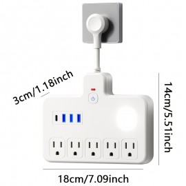 mall Mini Porous Socket With 1C3 USB Control And Multifunctional 9-in-1 Universal Expansion Socket