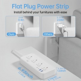 Power Adapter 12-in-1 with 4 USB Ports, 2 USB-Cs and 8 AC Power Outlets, 5ft Extension Cable with Surge Protection Switch for Fast Charging up to 30%, Ideal for Home, Office, Travel and Multi-device Charging