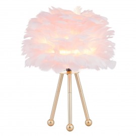 Modern Art Feather Table Lamp with Elegant Feather Shade & Tripod Base - 14.5